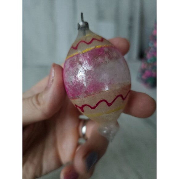 Antique pink swiggle glass ornament Xmas tree - Picture 6 of 12